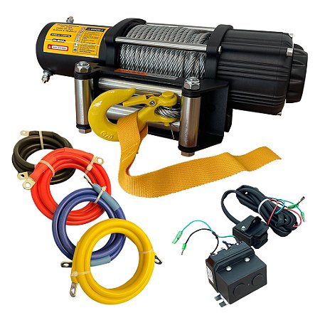 GUINCHO 12V 5.000LB / 2.267KG - CABO DE AÇO 15M X 1/4" IP67