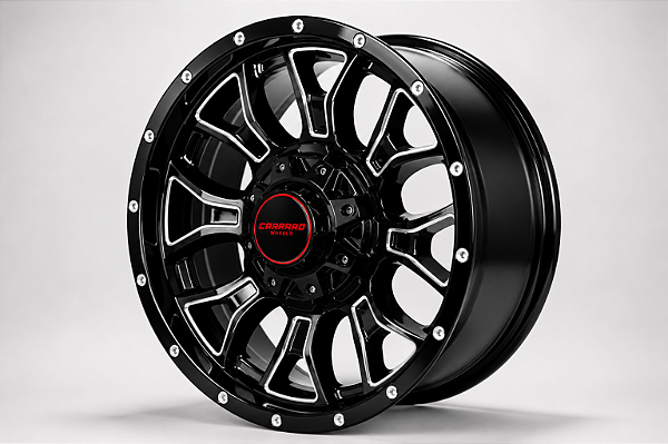 KIT 4 RODAS - DETROIT R18X9 6X139 - PRETO DIAMANTADO