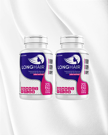 2 LONGHAIR CÁPS - CRESCIMENTO CAPILAR E ANTI QUEDA - 4 MESES + ESCOVA MÁGICA