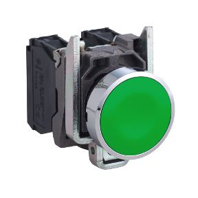 BOTÃO 22MM METÁLICO A IMPULSÃO 1NA 1NF VERDE - XB4BA35