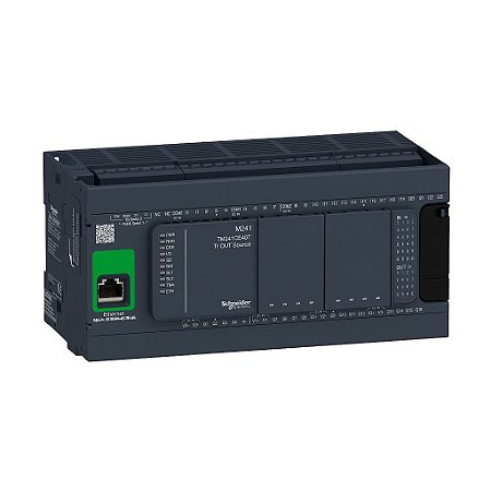 CONTROLADOR LÓGICO PROGRAMÁVEL 24 ENTRADAS / 16 SAÍDAS SOURCE (PNP) MODBUS TCP/ETHERNET IP/OPC UA 24 VDC -TM241CE40T