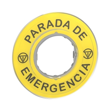 ETIQUETA CIRCULAR PLÁSTICA, AMARELA, Ø60mm, "PARADA DE EMERGÊNCIA" - ZBY9420