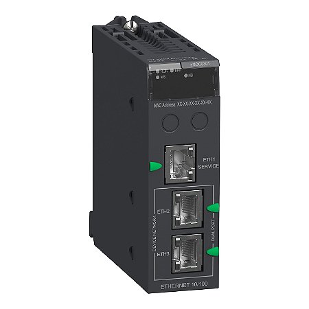 Módulo X80 - comunicação Ethernet/IP e Modbus TCP/IP - 3 portas - M580 - BMENOC0301
