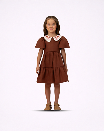 VESTIDO MARRON COM PALA DE CORAÇÃO - MON SUCRÉ