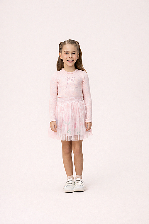 CONJUNTO SAIA TULE ROSA COELHINHA - MON SUCRÉ
