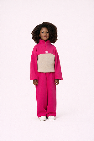 CONJUNTO MOLETON PINK E CREME - MON SUCRÉ