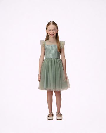 VESTIDO VERDE COM SAIA TULE - PETIT CHERIE