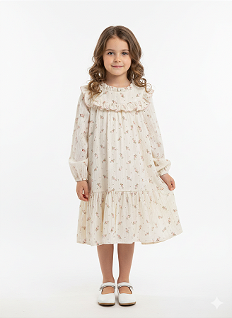 VEWSTIDO INVERNO FLOR CREME PETIT CHERIE