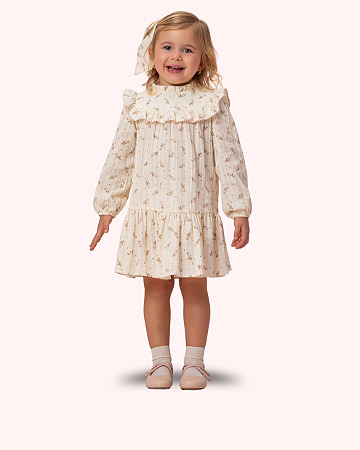 VESTIDO INVERNO FLOR CREME PETIT CHERIE