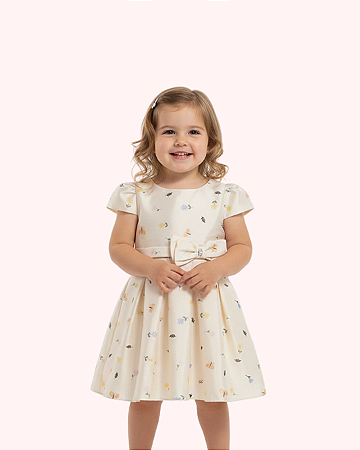VESTIDO FESTA CREME SHANTUNG - MON SUCRE