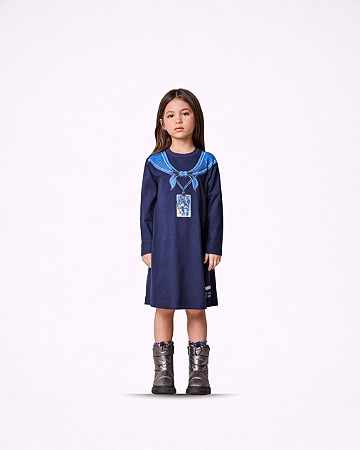 VESTIDO ML MINNIE AZUL MARINHO - ANIMÊ