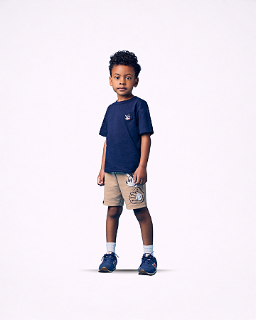 CJ BLUSA AZUL MARINHO BERMUDA BEGE MICKEY - YOUCCIE