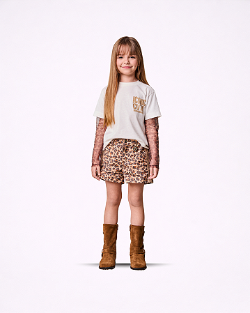 SHORT EM SARJA ANIMAL PRINT ONCA - ANIMÊ