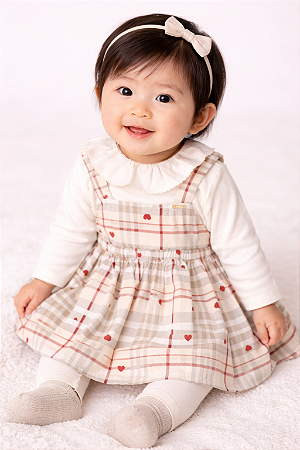 VESTIDO ML BODY XADREZ PEROLA - ANIMÊ