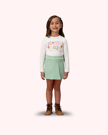 CONJ SAIA VERDE BLUSA CREME ML 256 - MON SUCRÉ
