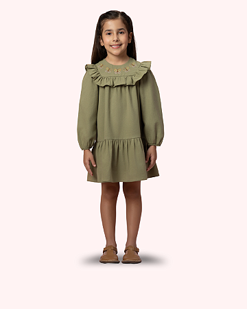 VESTIDO ML VERDE OLIVA PALA BORBOLETA 406 - MON SUCRÉ