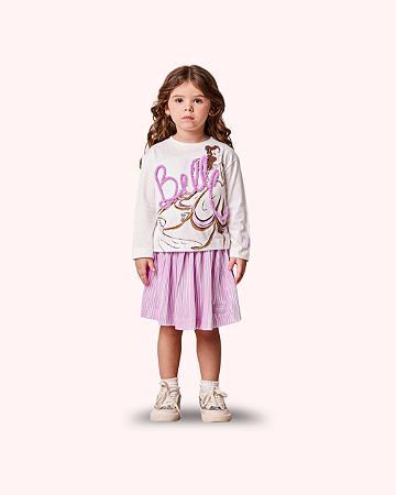 CONJ BLUSA ML BELA SAIA VELUDO LILÁS- ANIMÊ