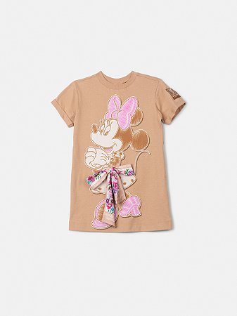 VESTIDO MINNIE COM LENCO BEGE KHAKI - ANIMÊ
