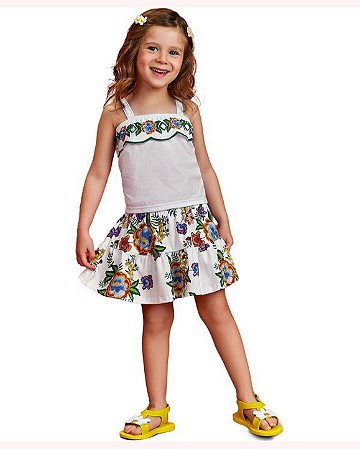 CONJ FEMININO BRANCO FLORAL- NANAI