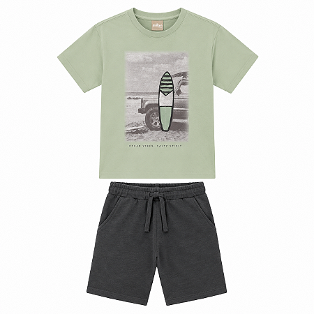 CONJUNTO MASCULINO VERDE CHA MATCHA SURF MILON