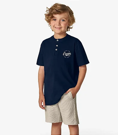 CONJ CAMISETA MARINHO COM BERMUDA OFF WHITE - TRICK NICK