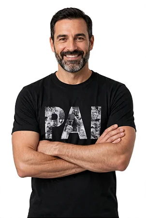 Camiseta Personalizada Dia Dos Pais Pai Com Colagem Fotos
