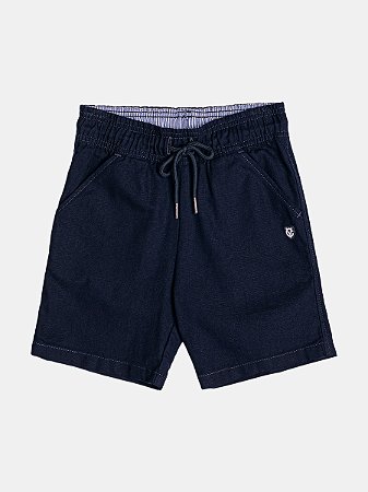 BERMUDA LINHO COM PATCH AZUL MARINHO VERÃO - YOUCCIE