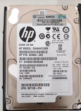 HD HP 600GB 10K SAS 2,5” 6G DP HOTPLUG 652566-003