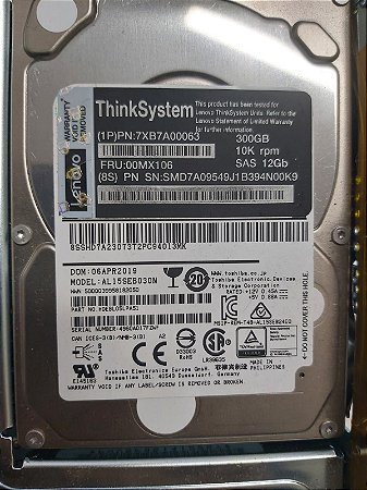 HD LENOVO 300GB 10K SAS 12GBPS 2,5 SFF HOTPLUG - FRU 00MX106