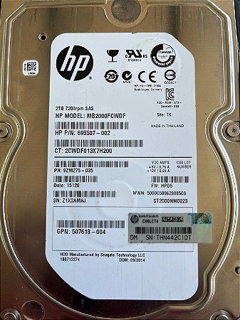 Hd Hp 2tb Sas Pn 695507-002 9zm275-035