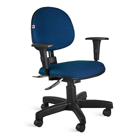 Cadeira Executiva Back System Braços Tecido Azul Com Preto