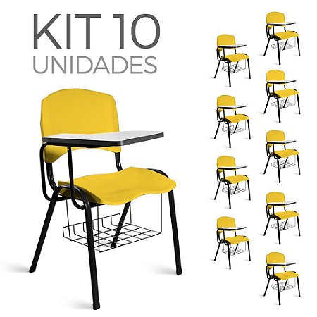 Cadeira Plástica Universitária Kit 10 A/E Amarelo Lara