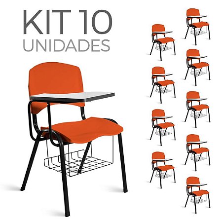 Cadeira Plástica Universitária Kit 10 A/E Laranja Lara