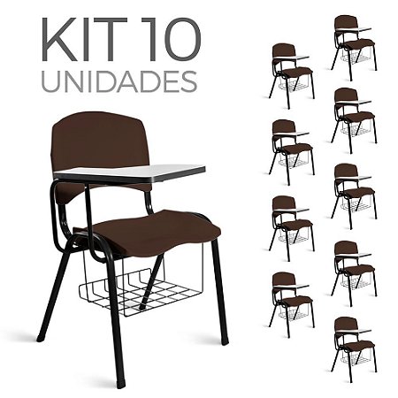 Cadeira Plástica Universitária Kit 10 A/E Marrom Lara