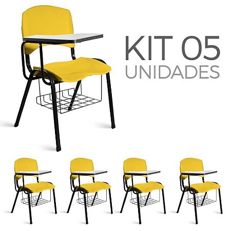 Cadeira Plástica Universitária Kit 5 A/E Amarelo Lara