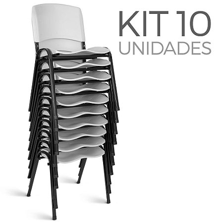 Cadeira Plástica Fixa kit 10 A/E Branco Lara