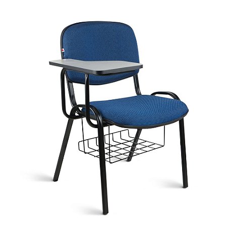 Cadeira Universitária Executiva Tecido Azul Com Preto Quartz