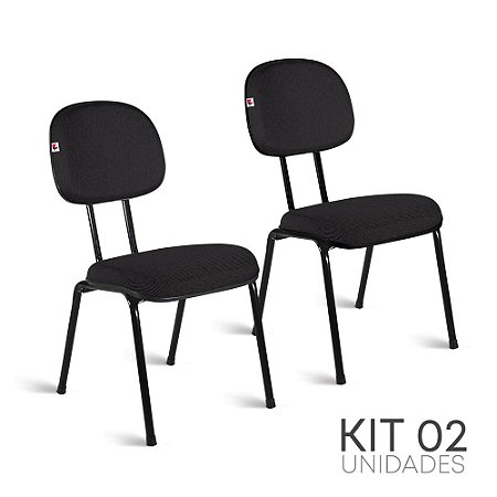 Cadeira Secretária Pé Palito Kit 2 Tecido Preto