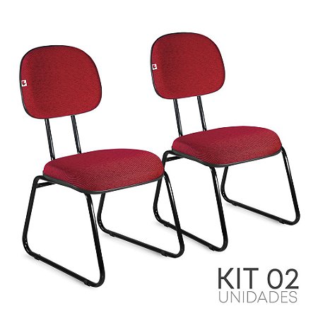 Cadeira Secretária Pé Sky Kit 2 Tecido Vermelho