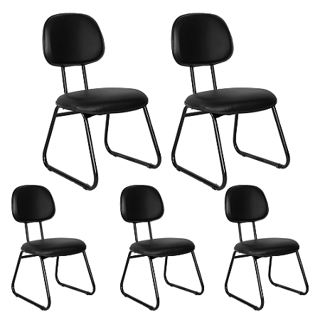 Cadeira Ágata Secretária Pé Sky L Duplo Kit 05 Courvin Preto