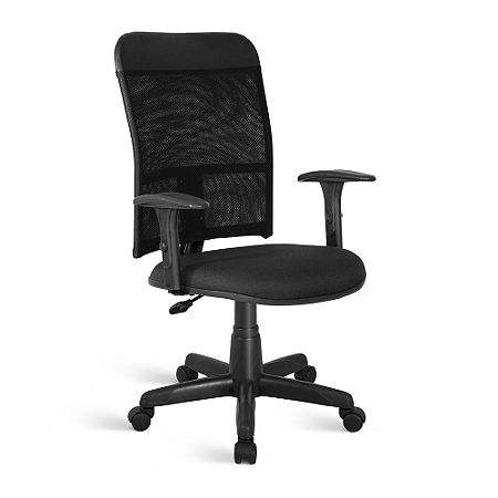 Cadeira Executiva Giratória C/ Lâmina Braços Tecido Preto Mercúrio