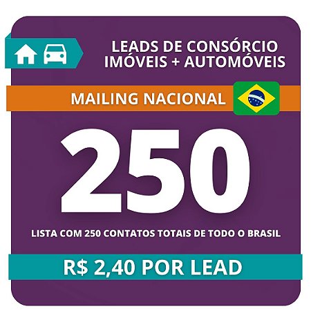 250 Leads de Consórcio  (MAILING NACIONAL)