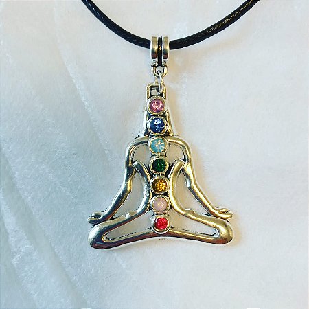 Colar meditação 7 chacras prateado