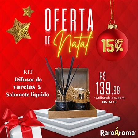 Kit de Natal Personalizado | Difusor de Varetas 250ml + Sabonete Líquido 250ml + Caixa Kraft