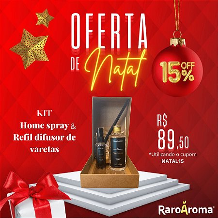 Kit de Natal Personalizado | Home Spray 60ml + Refil Difusor de Varetas 250ml + Caixa Kraft