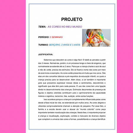 Projeto Escolar- Cores na Ed. Infantil