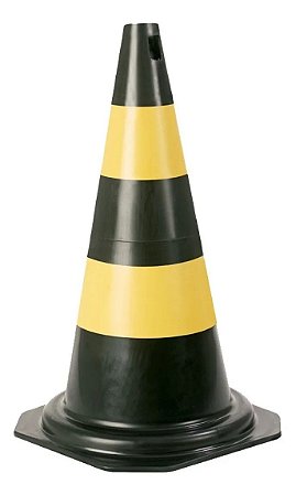CONE SINALIZAÇÃO PVC - 50 CM | PRETO E AMARELO