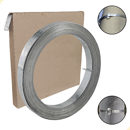 FITA DE AÇO INOX LISA 3/4 - 0,5MM | 25 METROS