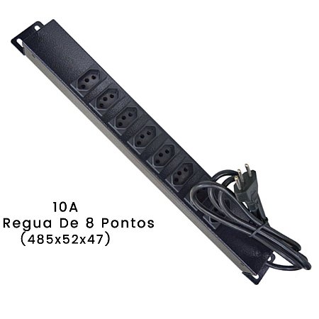 RÉGUA 19 POLEGADAS DE 8 POSIÇÕES PARA RACK | 10 AMPERES