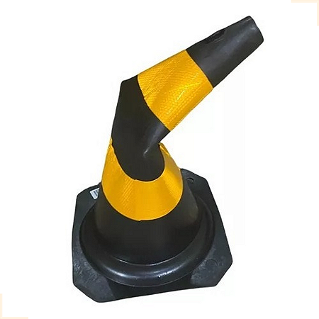 CONE FLEXÍVEL 75 CM COM REFLETIVO | PRETO E LARANJA